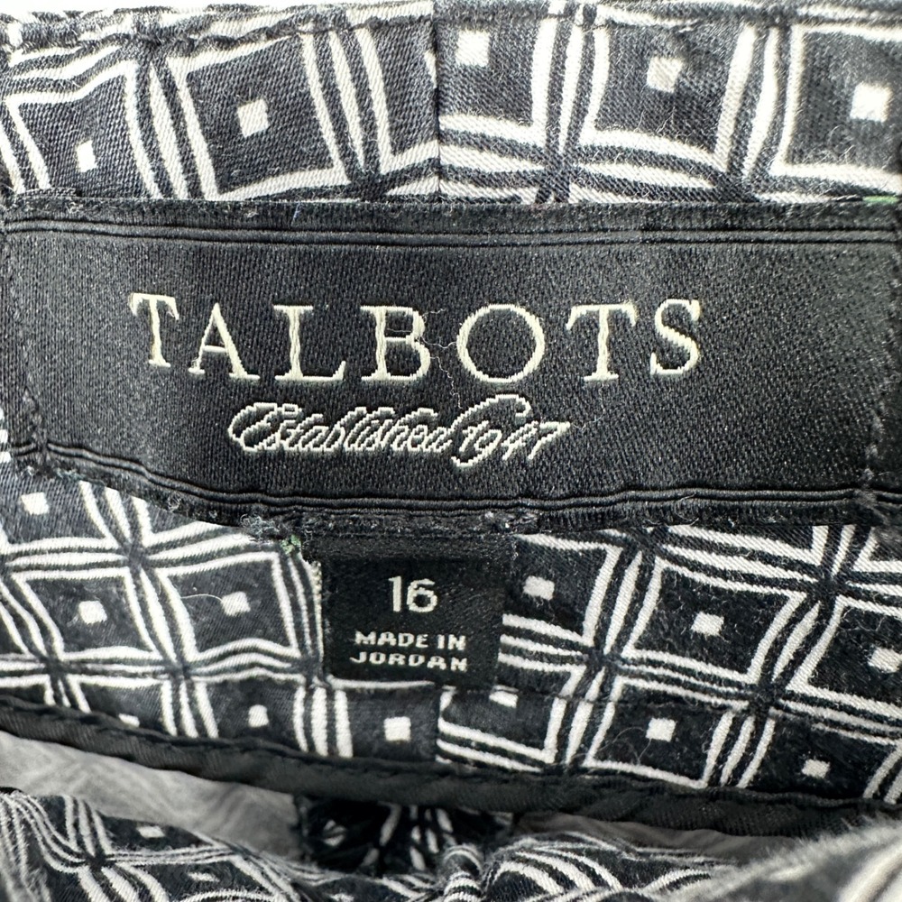 Talbots Black White Geometric Print Cropped Pants Size 16 - Picture 7 of 10